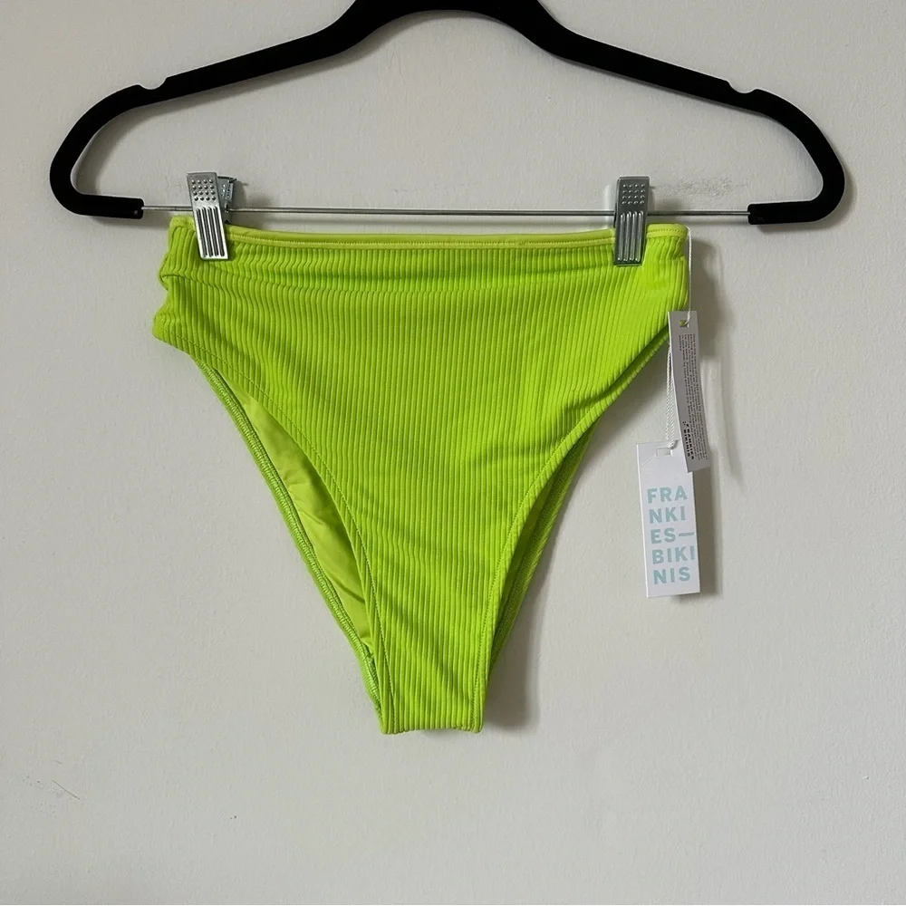 NWT Frankies Jenna Ribbed Bandeau Bikini Bottom Size S in Slime